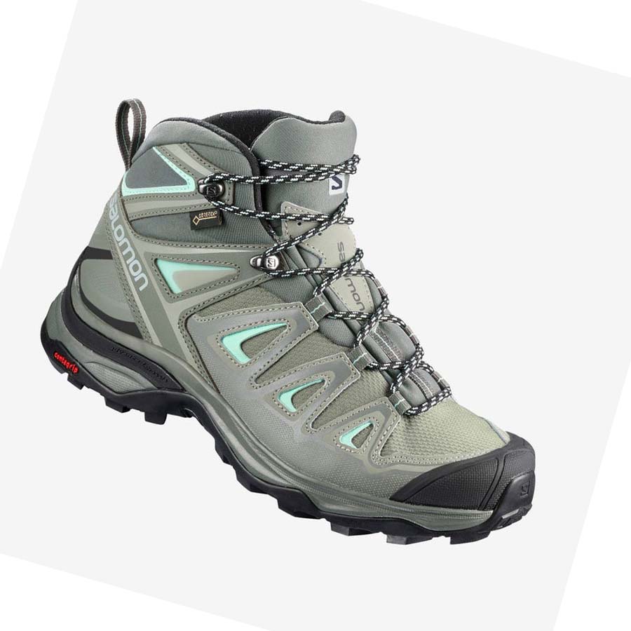 Salomon WoX ULTRA 3 MID GORE-TEX Túracipő Női Olivazöld | HU 2805CTV